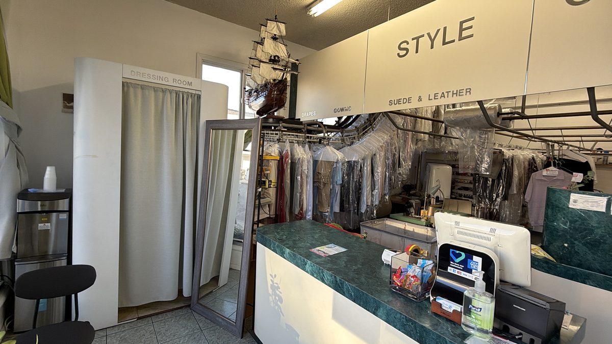 Style Cleaners counter and dressing room