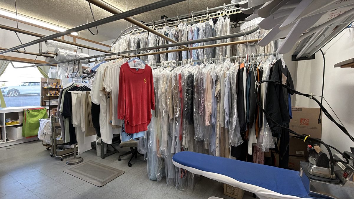 Garment racks and ironing station